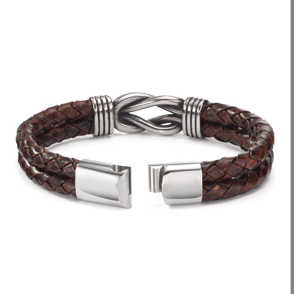 Bracelet Stainless steel, Leather Patinated 21.5 cm