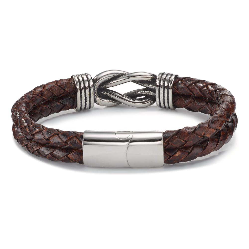 Bracelet Stainless steel, Leather Patinated 21.5 cm