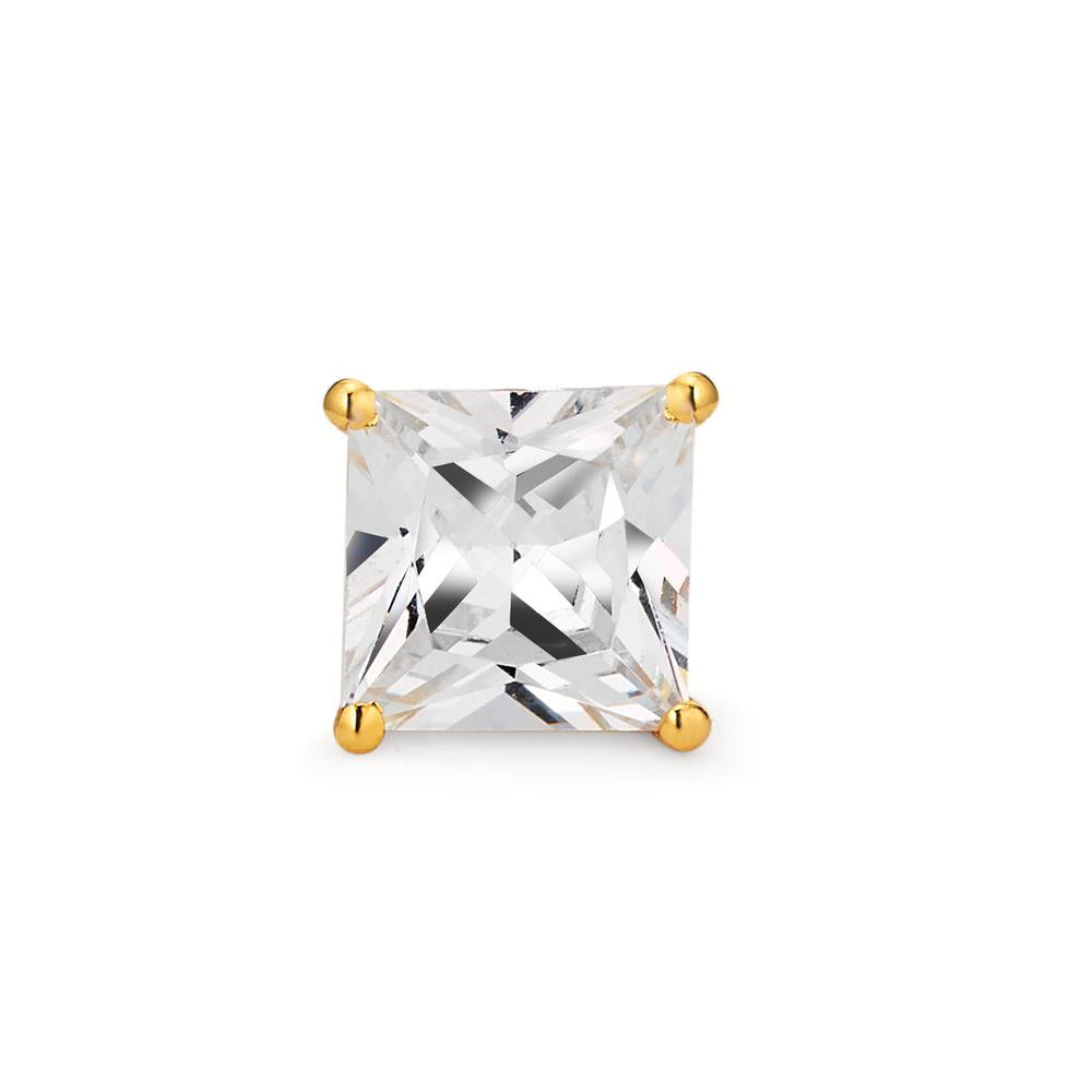 Single stud earring Silver Zirconia Yellow Gold plated