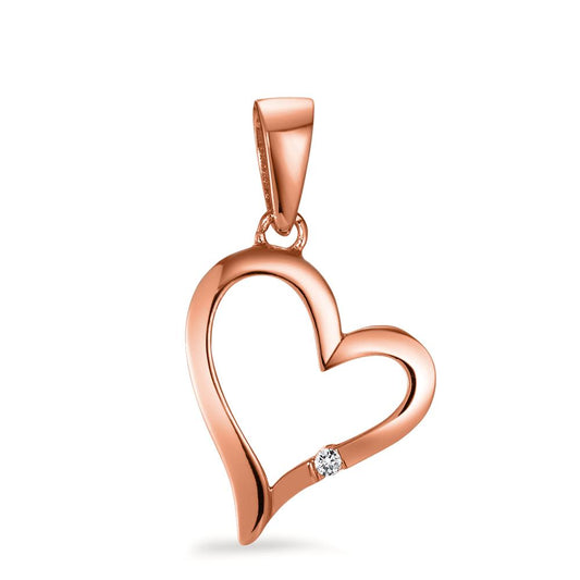 Pendant Silver Zirconia Rose Gold plated Heart