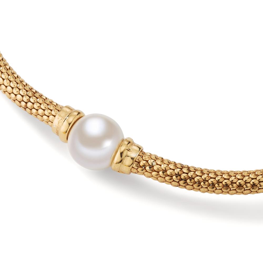 Bracelet Silver Yellow Gold plated Shining pearls 19.5 cm Ø4 mm