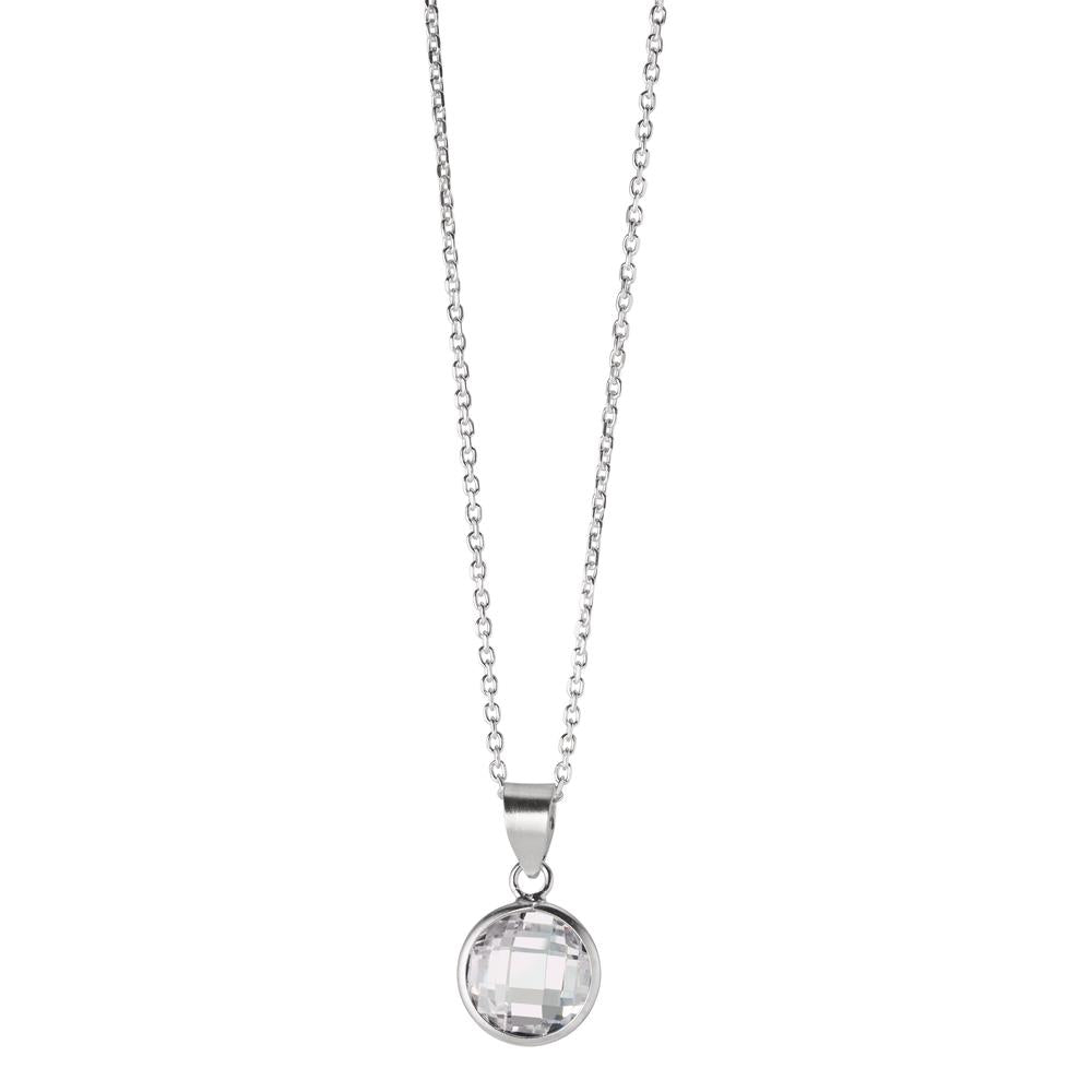 Necklace with pendant Silver Zirconia White 40-42 cm Ø8 mm