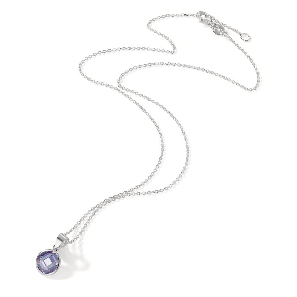 Necklace with pendant Silver Zirconia Purple 40-42 cm Ø8 mm