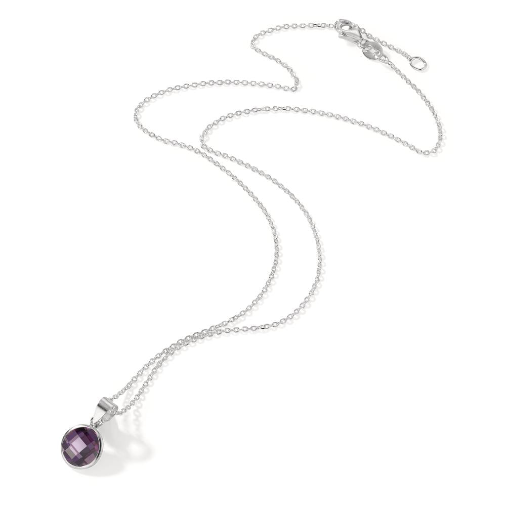 Necklace with pendant Silver Zirconia Violet 40-42 cm Ø8 mm