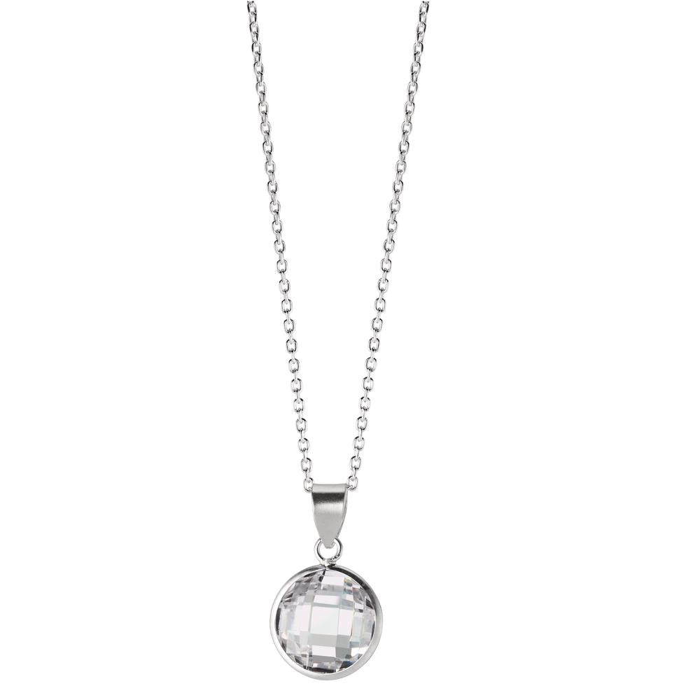 Necklace with pendant Silver Zirconia White 40-42 cm Ø10 mm