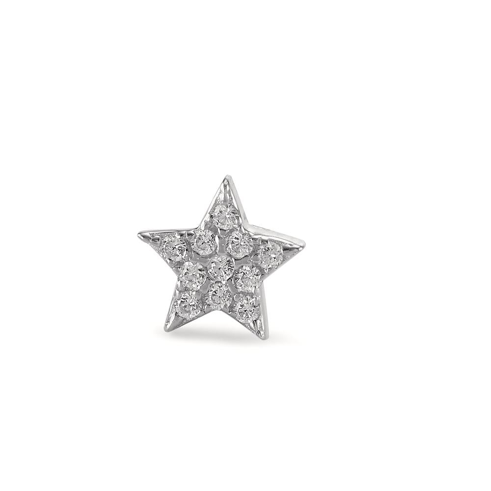 Piercing Silver Zirconia 11 Stones Rhodium plated Star Ø5.5 mm