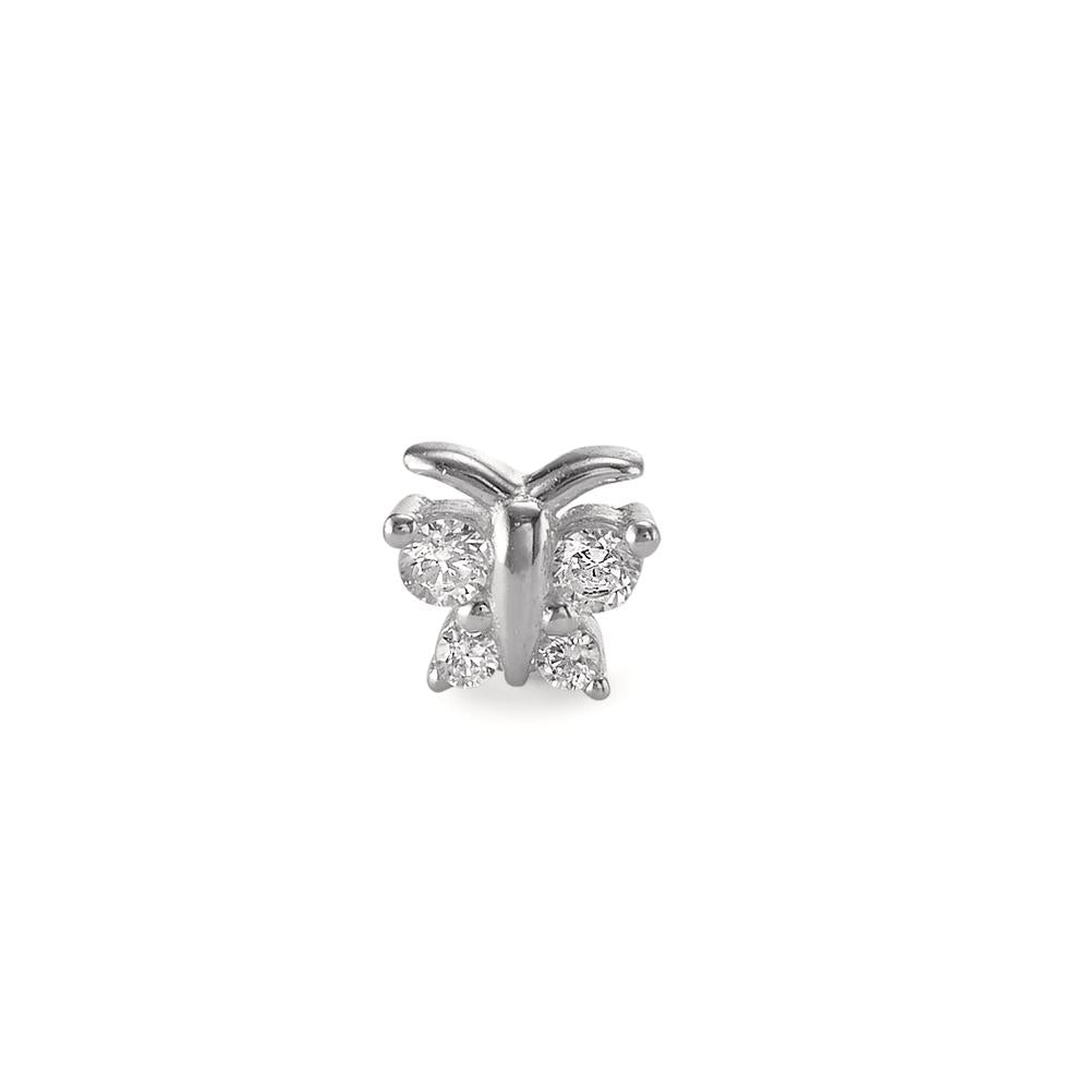 Piercing Silver Zirconia 4 Stones Rhodium plated Butterfly Ø4 mm