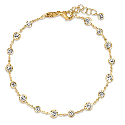 Bracelet 18k Yellow Gold Zirconia 17 Stones 17-19 cm