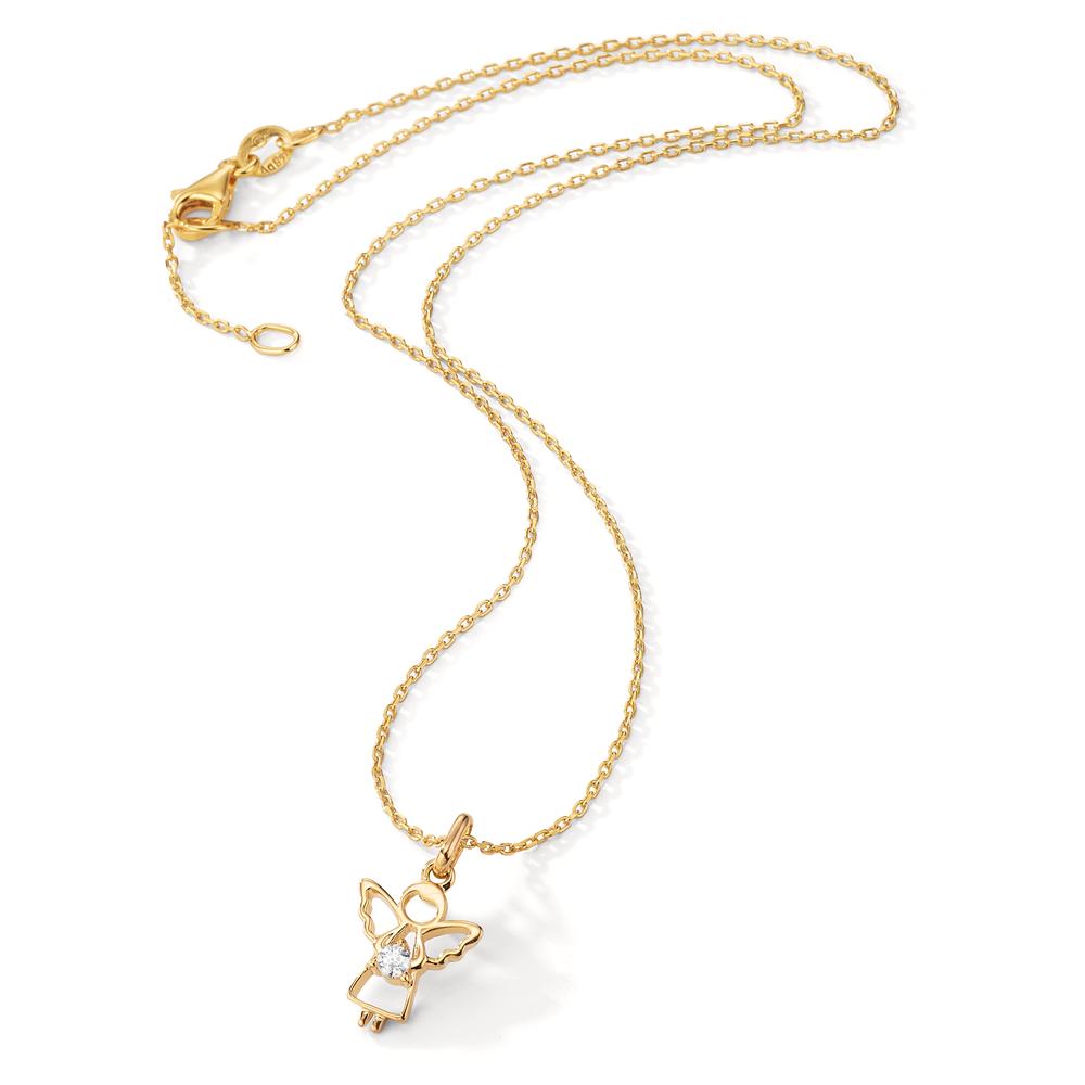 Chain necklace with pendant Silver Zirconia Yellow Gold plated Guardian Angel 36-38 cm