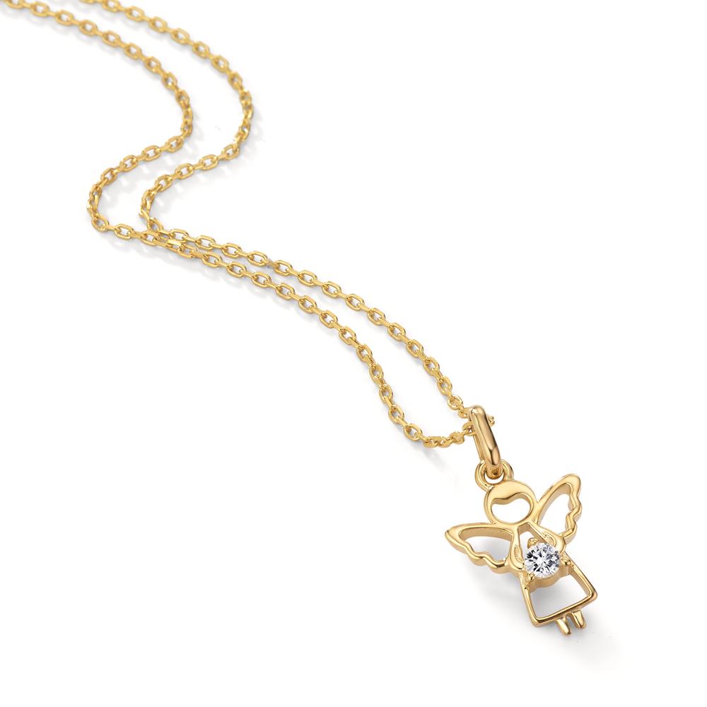 Chain necklace with pendant Silver Zirconia Yellow Gold plated Guardian Angel 36-38 cm