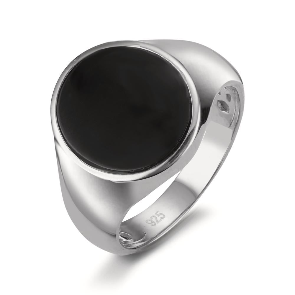 Ring Silver Onyx Rhodium plated