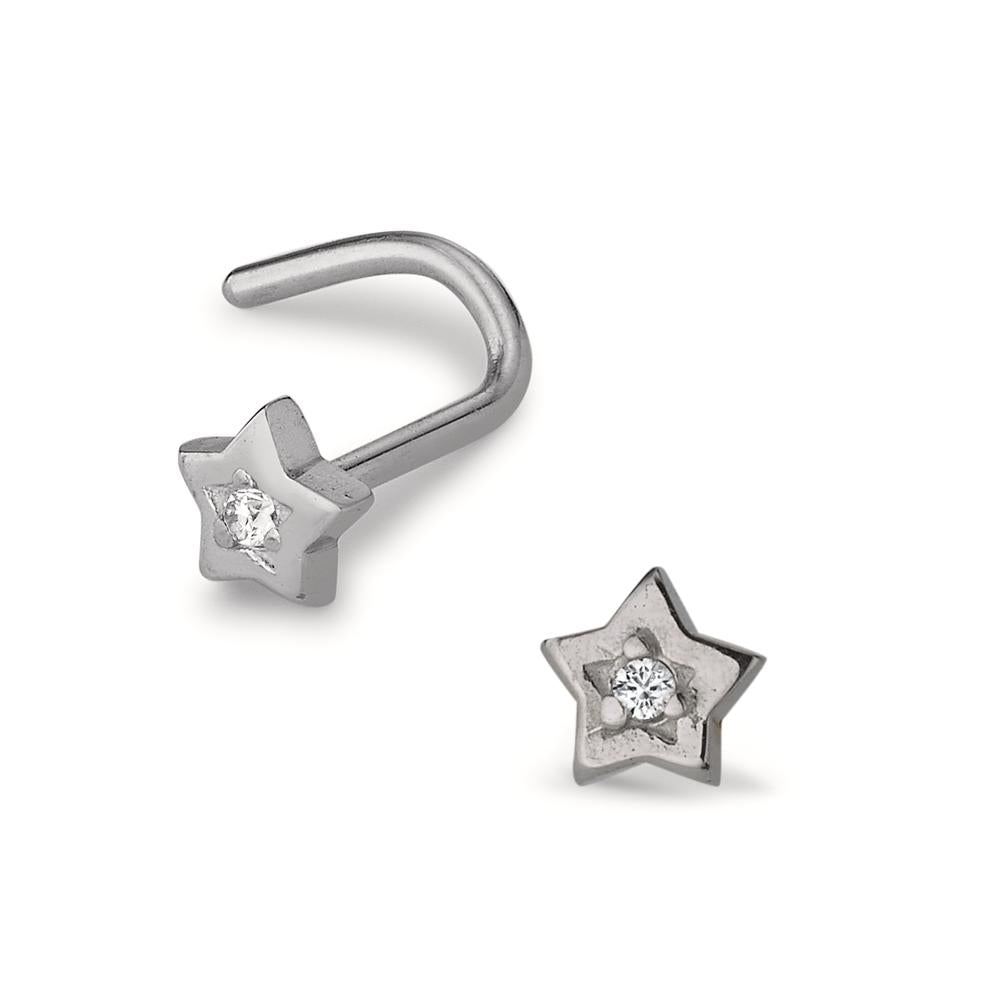 Nose Stud Stainless steel Crystal Rose Star Ø3.8 mm