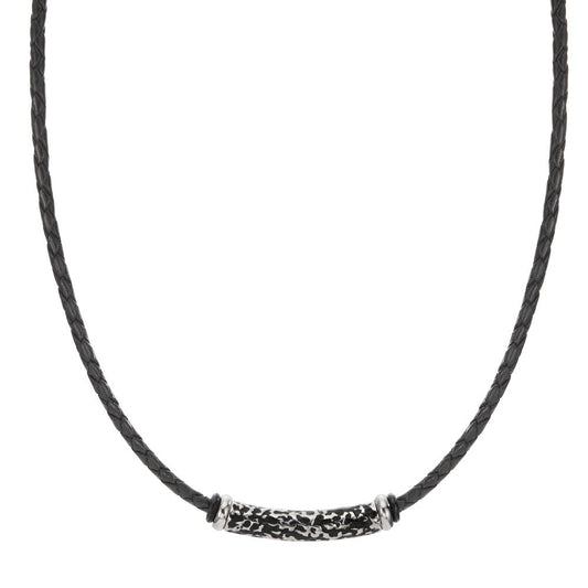 Necklace Stainless steel, Leather Black IP coated 50 cm Ø3.7 mm