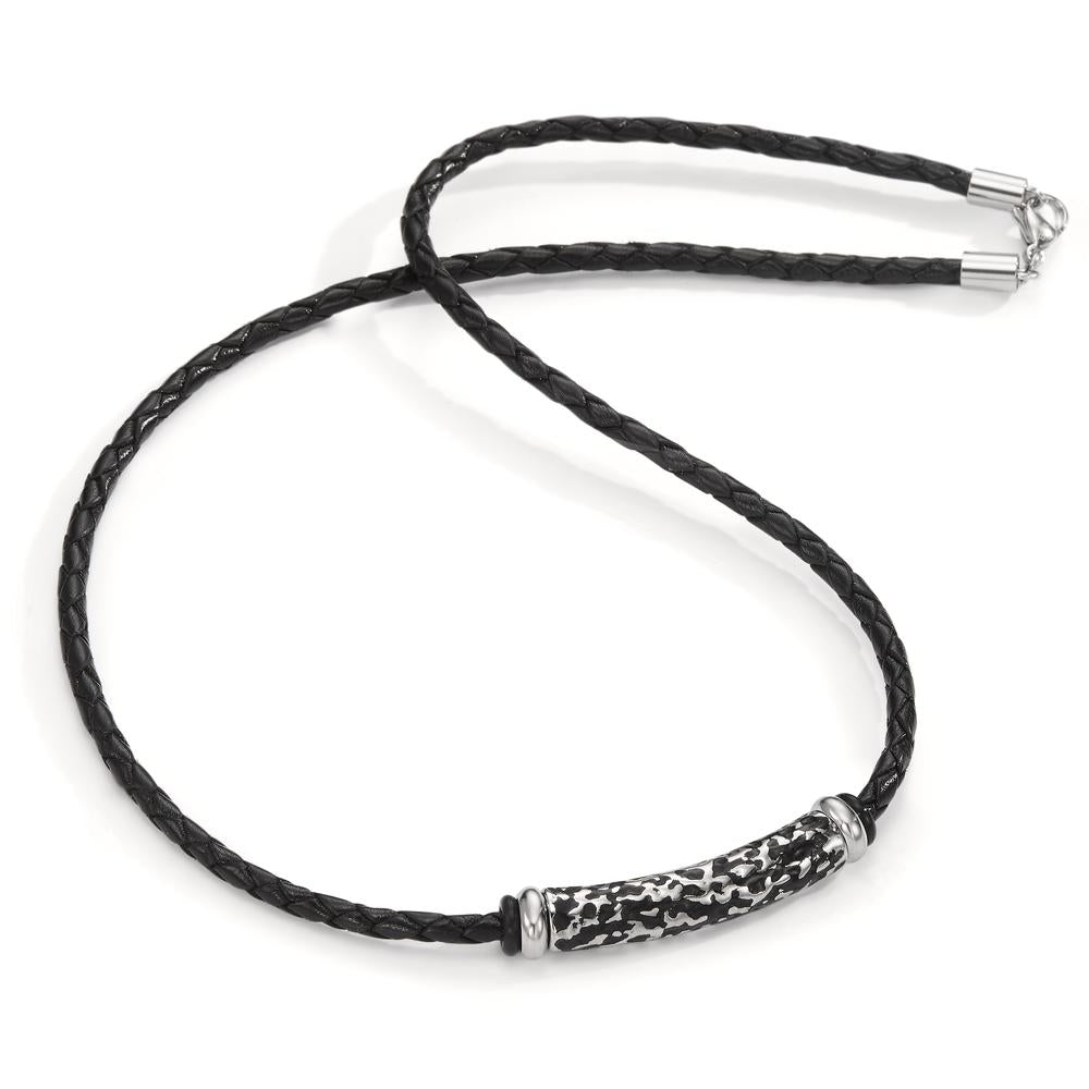 Necklace Stainless steel, Leather Black IP coated 50 cm Ø3.7 mm