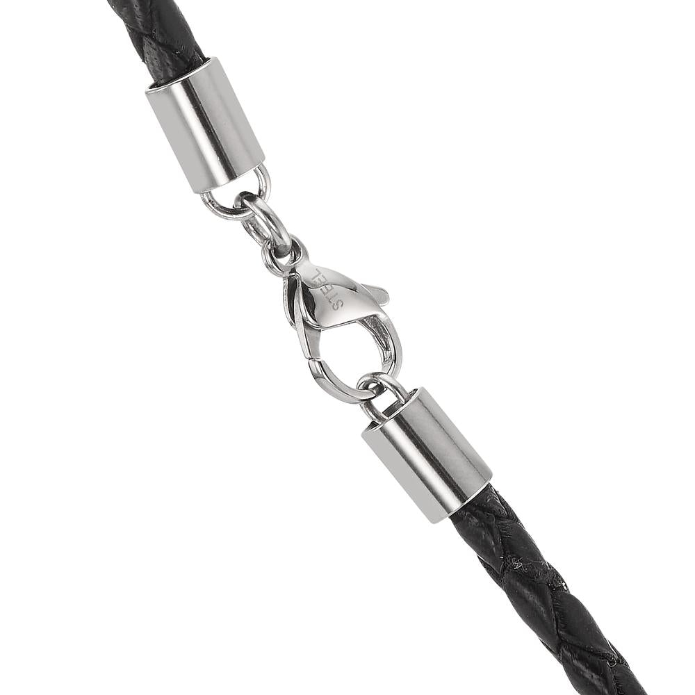 Necklace Stainless steel, Leather Black IP coated 50 cm Ø3.7 mm