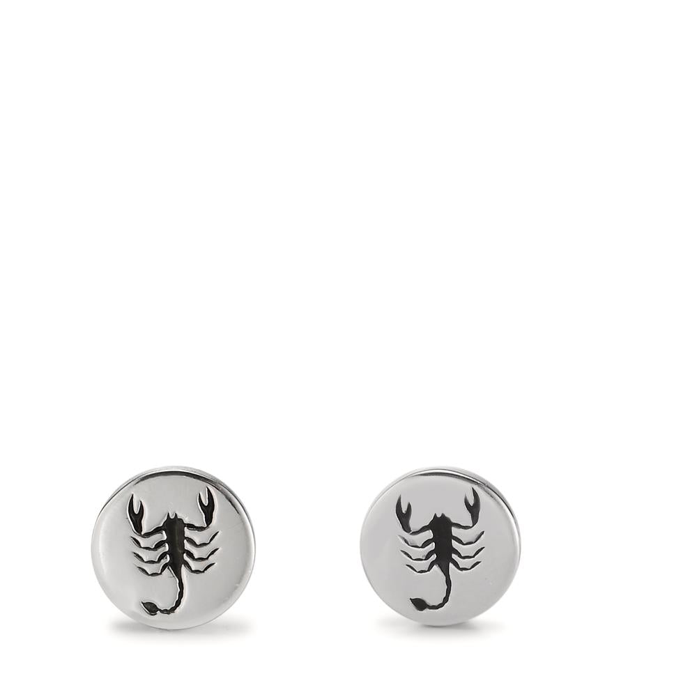 Stud earrings Silver Enameled Scorpion Ø7 mm