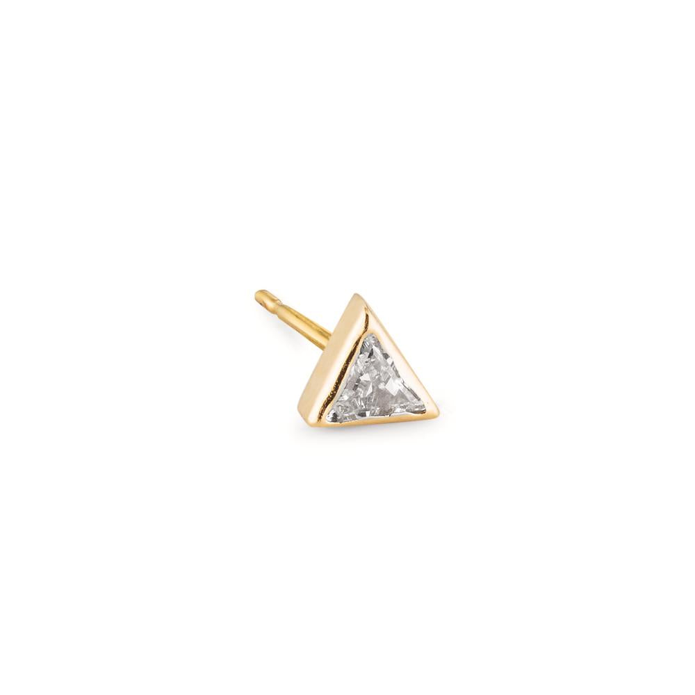 Single stud earring 18k Yellow Gold Zirconia Ø4.5 mm