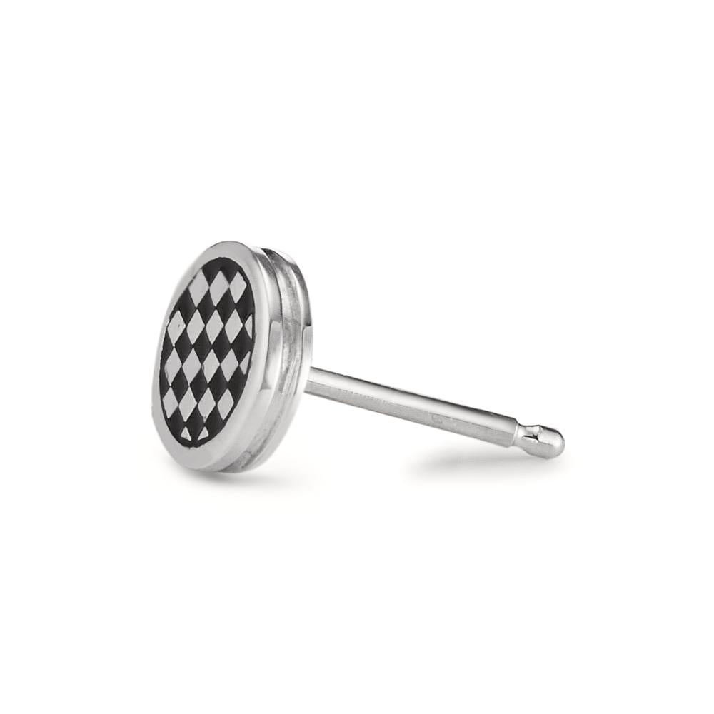 Single stud earring Silver Enameled Ø7 mm