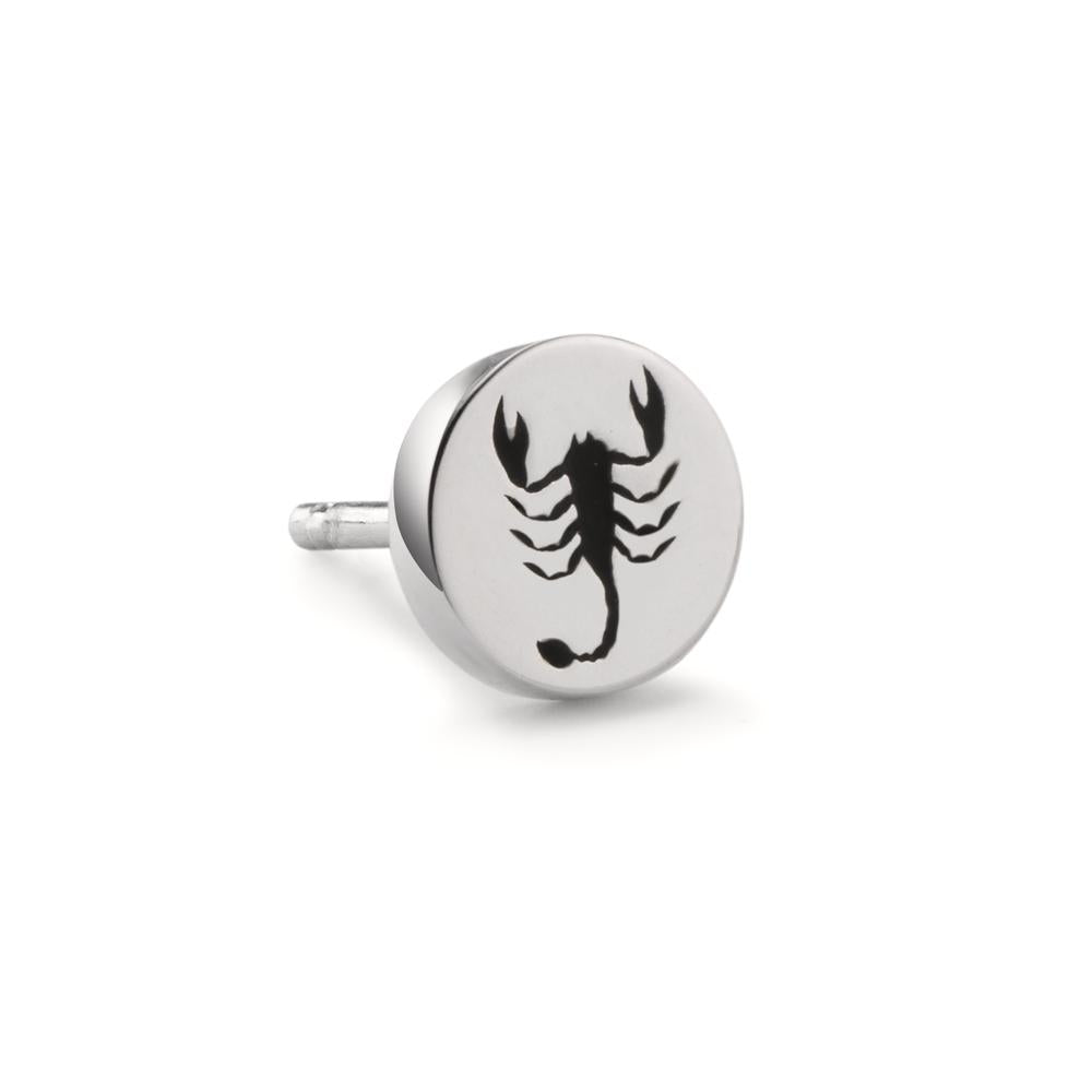 Single stud earring Silver Enameled Scorpion Ø7 mm