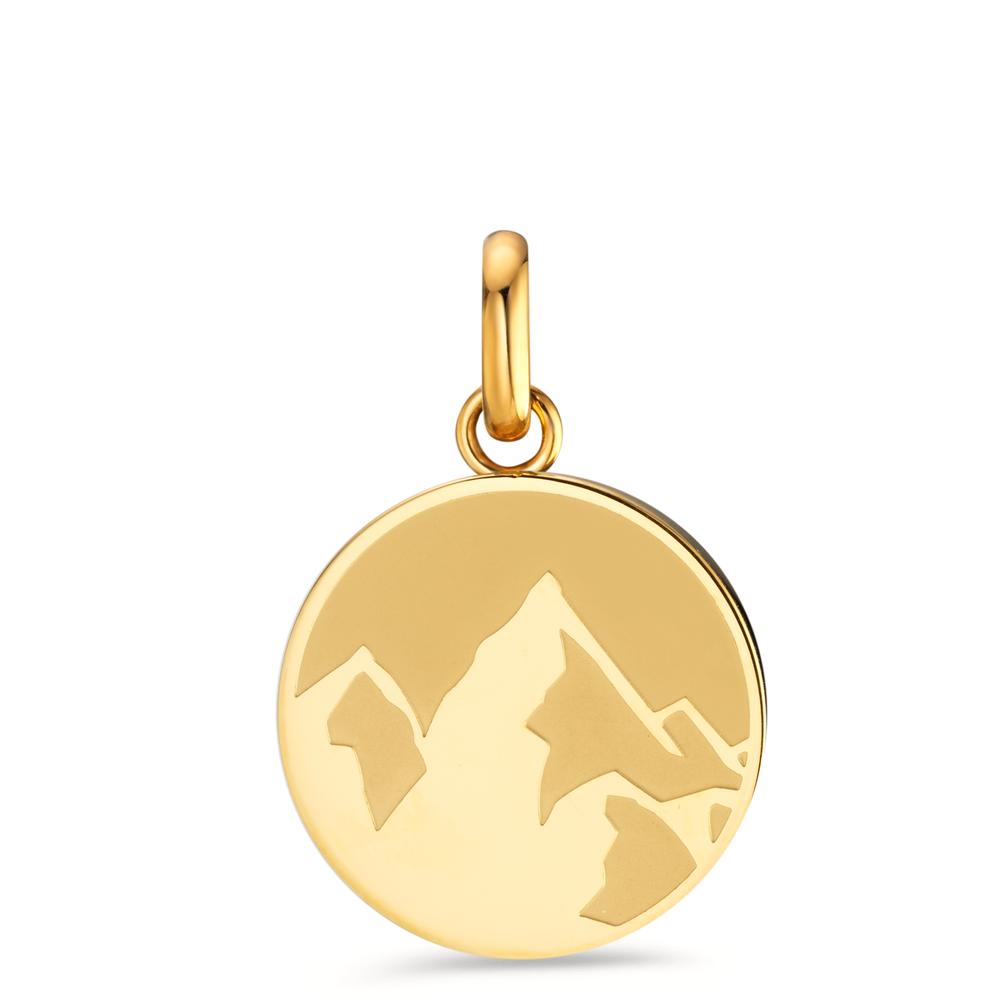 Pendant Stainless steel Yellow IP coated Mountain Ø18 mm