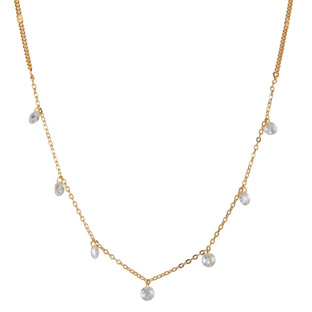 Necklace Silver Zirconia 7 Stones Yellow Gold plated 42-45 cm