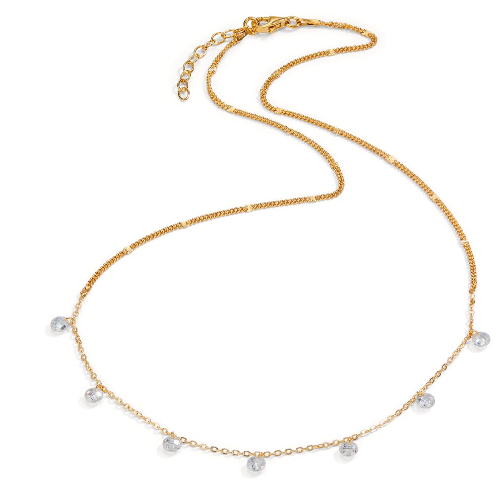 Necklace Silver Zirconia 7 Stones Yellow Gold plated 42-45 cm