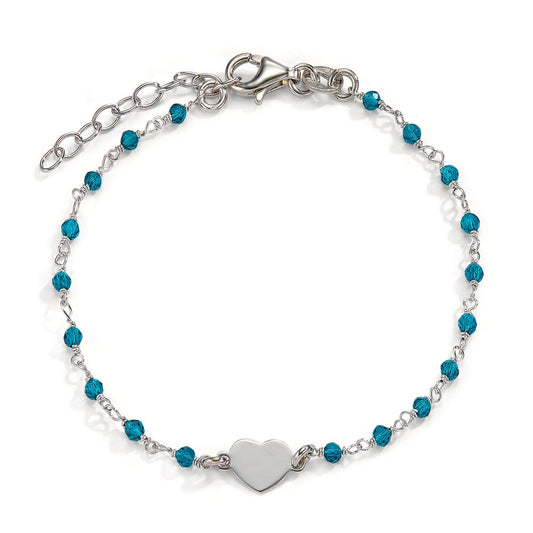 Bracelet Silver Crystal Rhodium plated Heart 15.5-18.5 cm