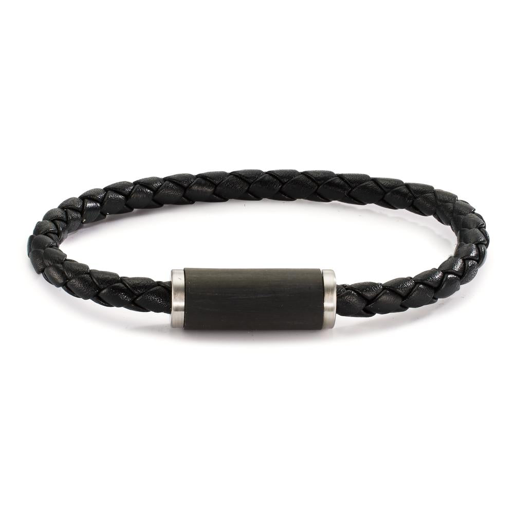 Bracelet Stainless steel, Carbon, Leather 19 cm Ø5 mm