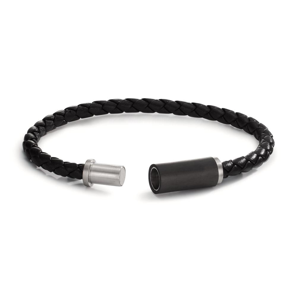 Bracelet Stainless steel, Leather, Carbon 21 cm Ø5.5 mm