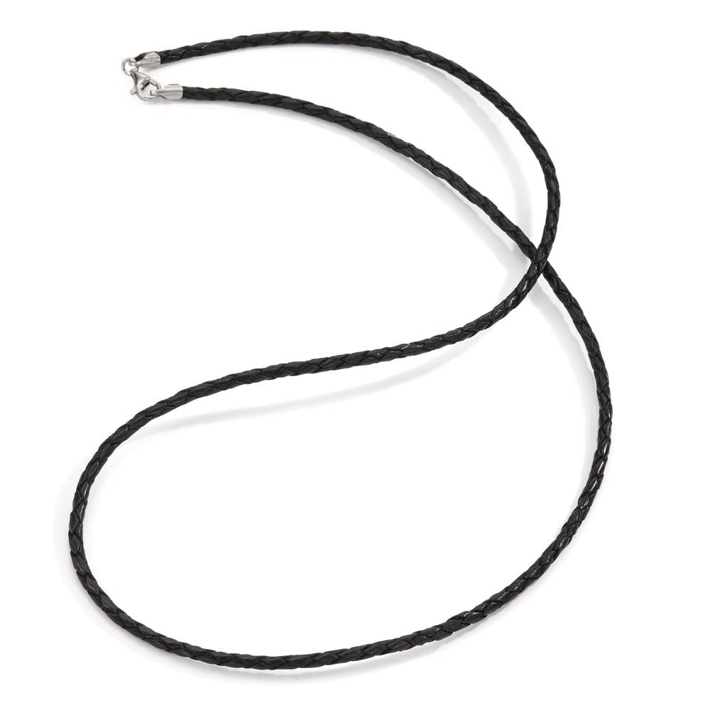 Necklace Leather, Silver Rhodium plated 50 cm Ø2.7 mm