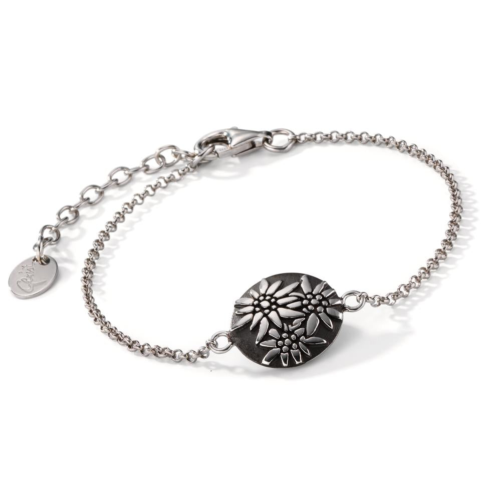 Bracelet Silver Black Rhodium plated Edelweiss 17-20.5 cm