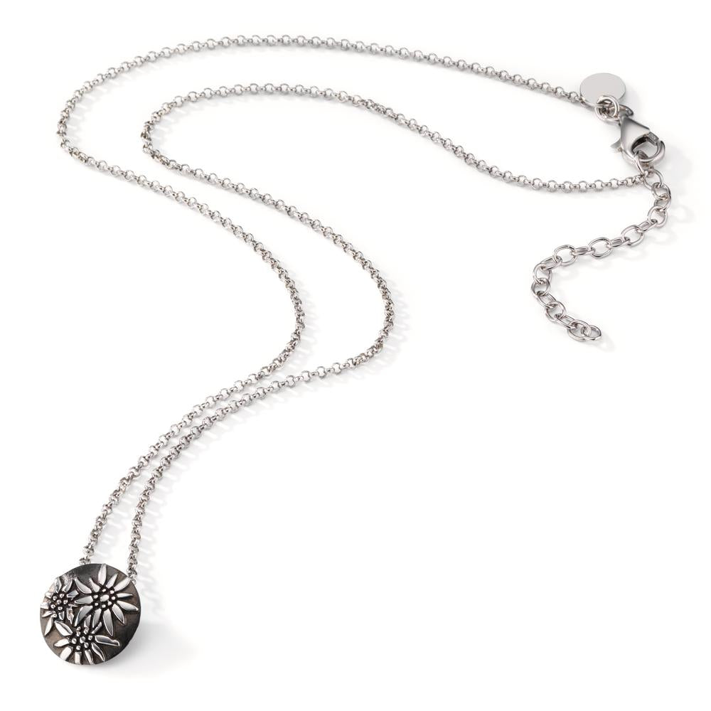 Necklace Silver Black Rhodium plated Edelweiss 44-48 cm