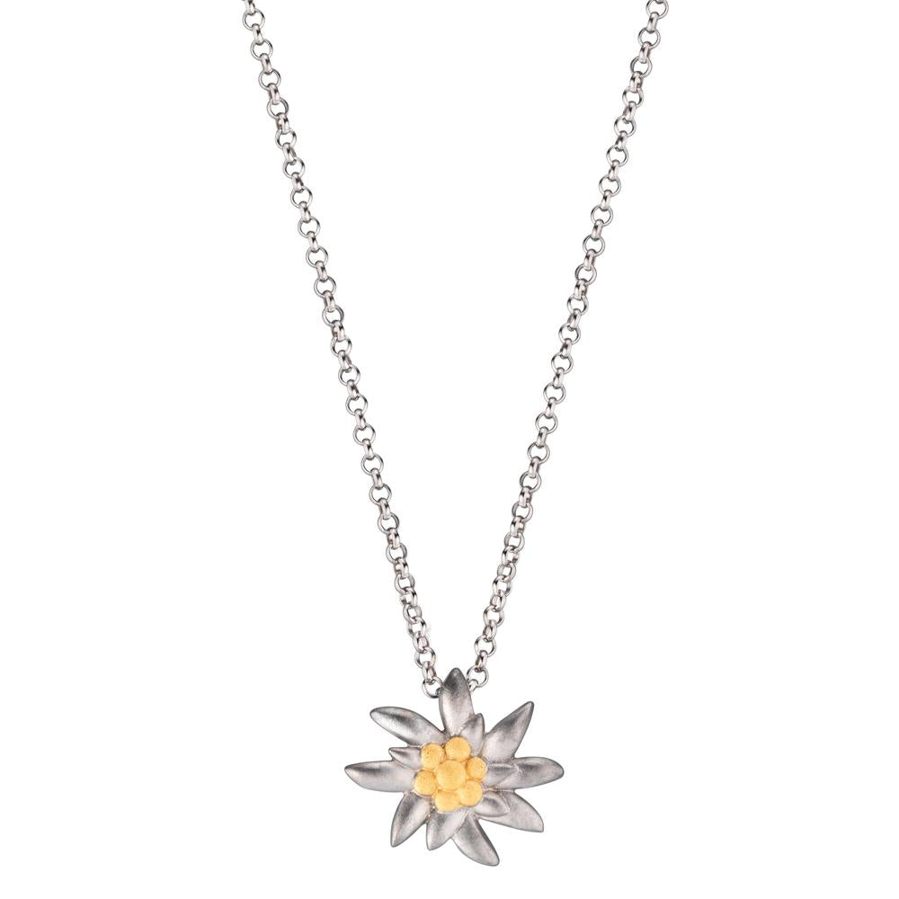 Necklace Silver Bicolor Rhodium plated Edelweiss 44-48 cm