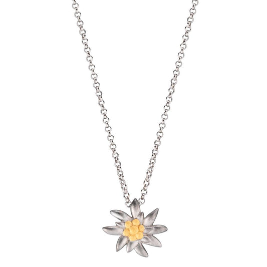 Necklace Silver Bicolor Rhodium plated Edelweiss 44-48 cm