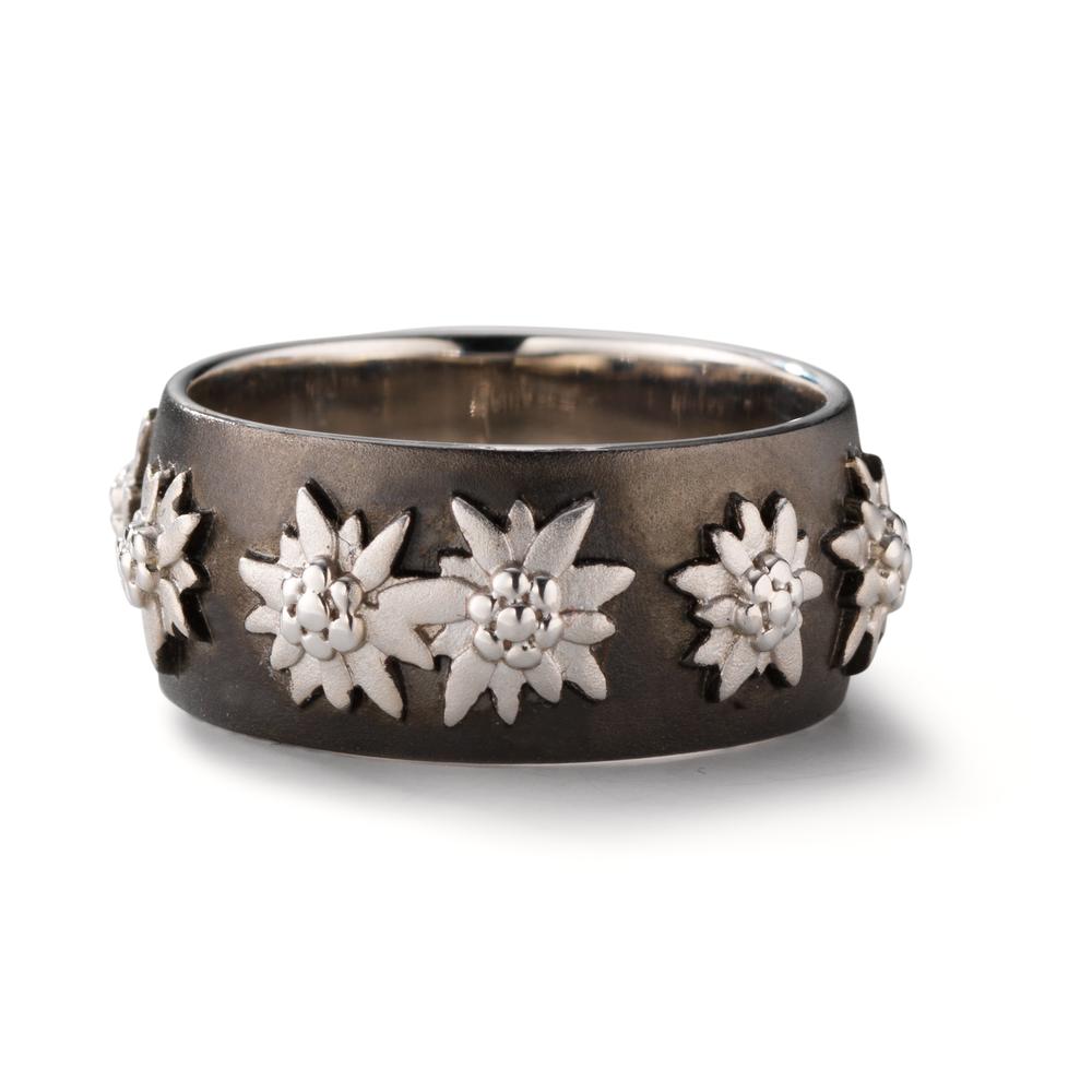 Ring Silver Black Rhodium plated Edelweiss