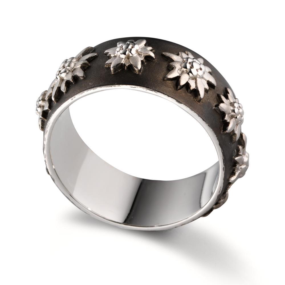 Ring Silver Black Rhodium plated Edelweiss