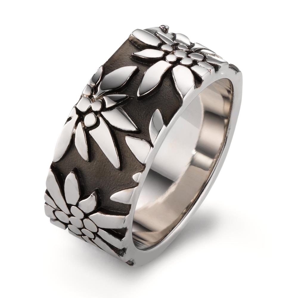 Ring Silver Black Rhodium plated Edelweiss