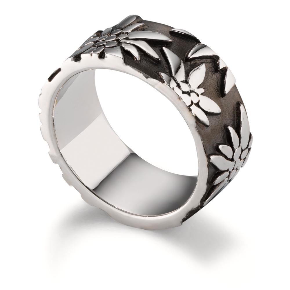 Ring Silver Black Rhodium plated Edelweiss