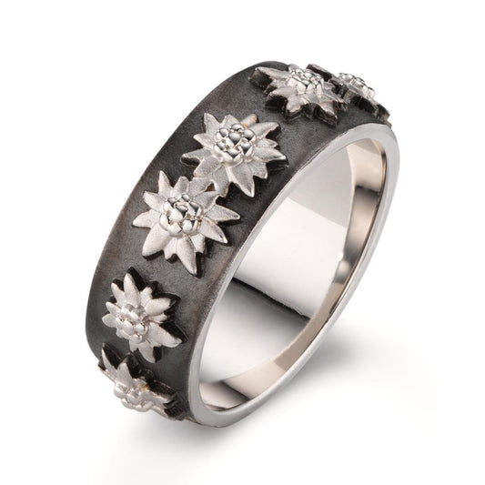 Ring Silver Black Rhodium plated Edelweiss