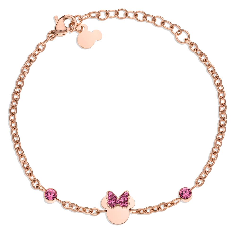 Bracelet Stainless steel Crystal Pink Rose IP coated 14-17 cm