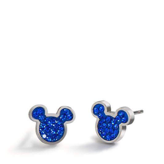 Stud earrings Stainless steel Crystal Blue Ø7 mm