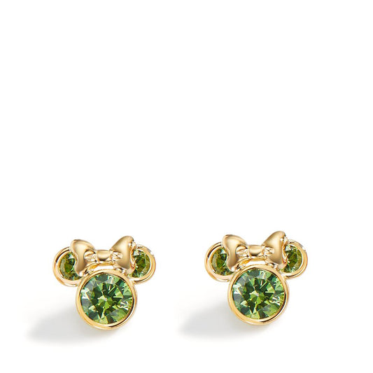 Stud earrings 9k Yellow Gold Zirconia Green, 6 Stones Ø8 mm