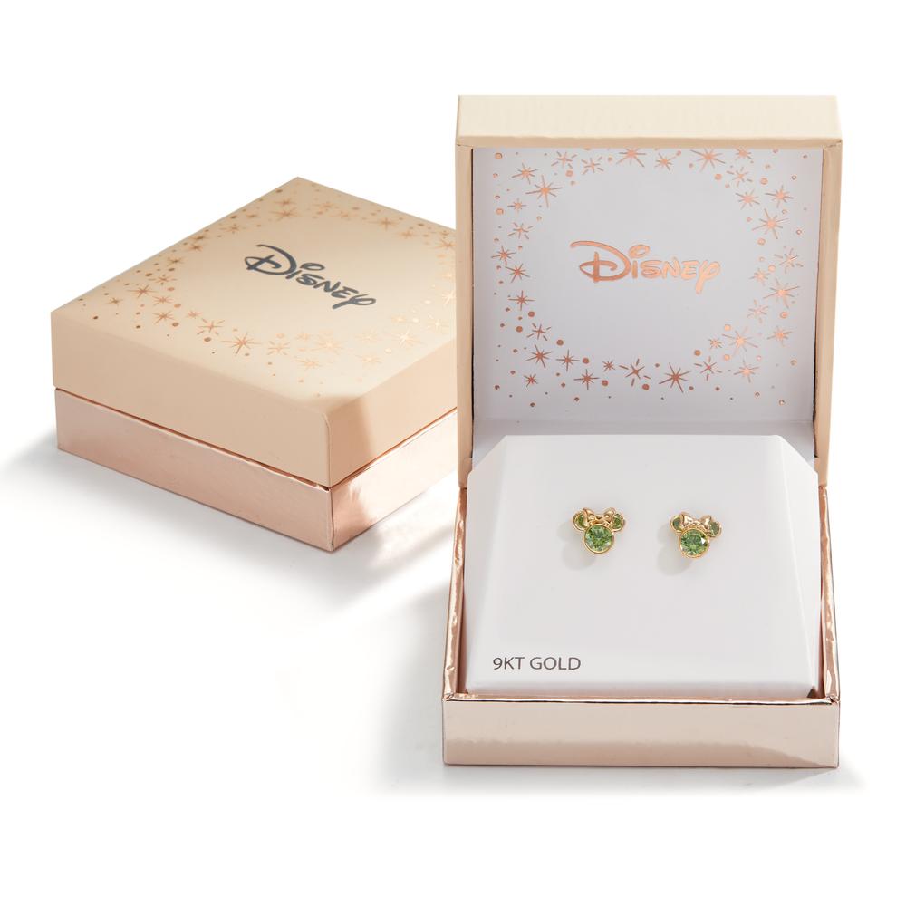 Stud earrings 9k Yellow Gold Zirconia Green, 6 Stones Ø8 mm