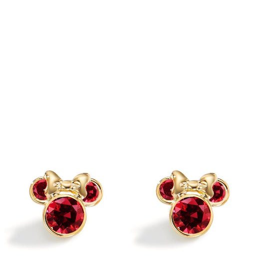 Stud earrings 9k Yellow Gold Zirconia Red, 6 Stones Ø8 mm