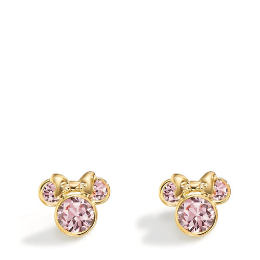 Stud earrings 9k Yellow Gold Zirconia Rose, 6 Stones Ø8 mm