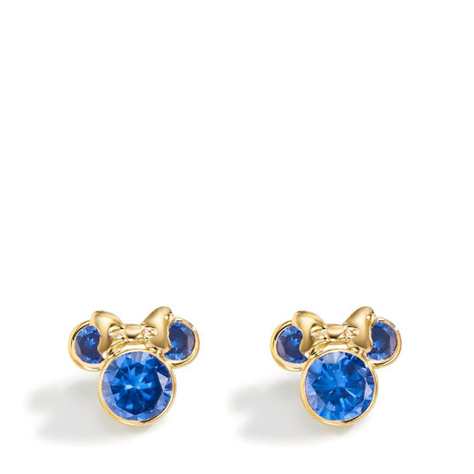 Stud earrings 9k Yellow Gold Zirconia Blue, 6 Stones Ø8 mm