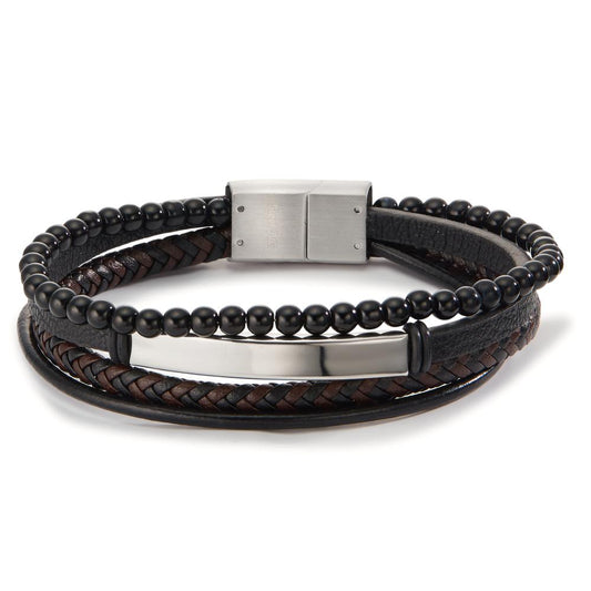 Engravable bracelet Stainless steel, Artificial leather [synth. Stein] 24 cm