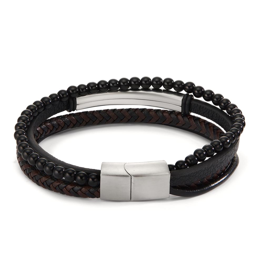 Engravable bracelet Stainless steel, Artificial leather [synth. Stein] 24 cm