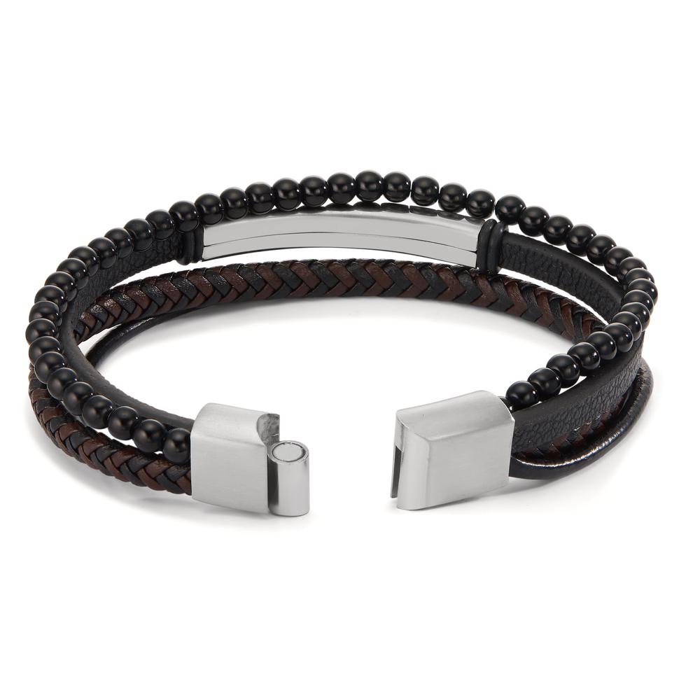 Engravable bracelet Stainless steel, Artificial leather [synth. Stein] 24 cm