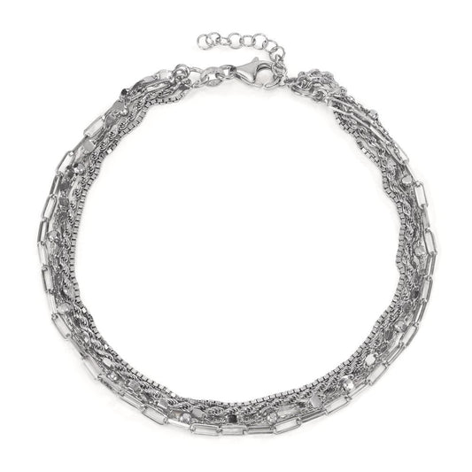 Anklet Silver Rhodium plated 23-26 cm